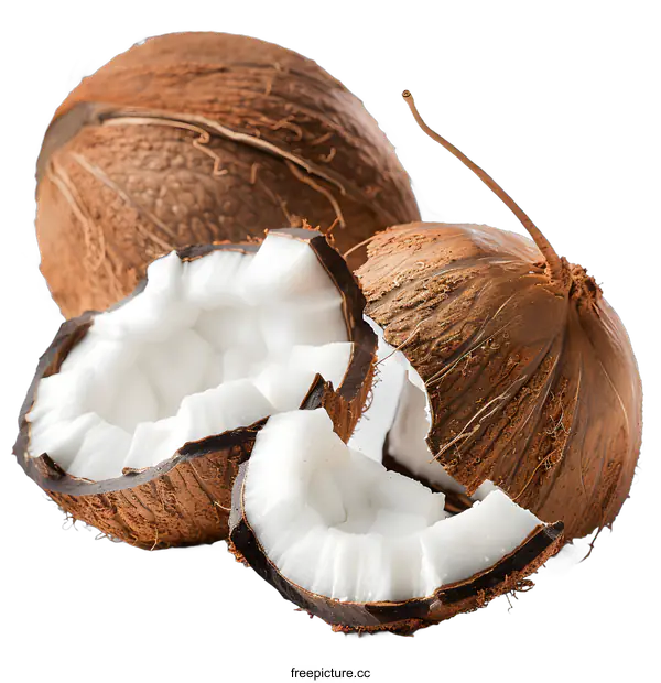 [Transparent Background PNG]Fresh Coconuts on a White Background