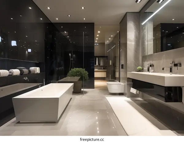 Modern Bathroom in Black and White with Minimalist Design