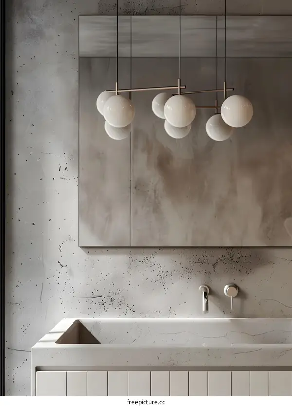 Modern Bathroom Interior Design with Concrete Wall and Minimalist Sink