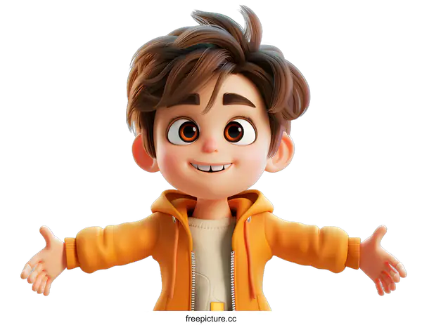 [Transparent Background PNG]3D rendering of a cute cartoon boy