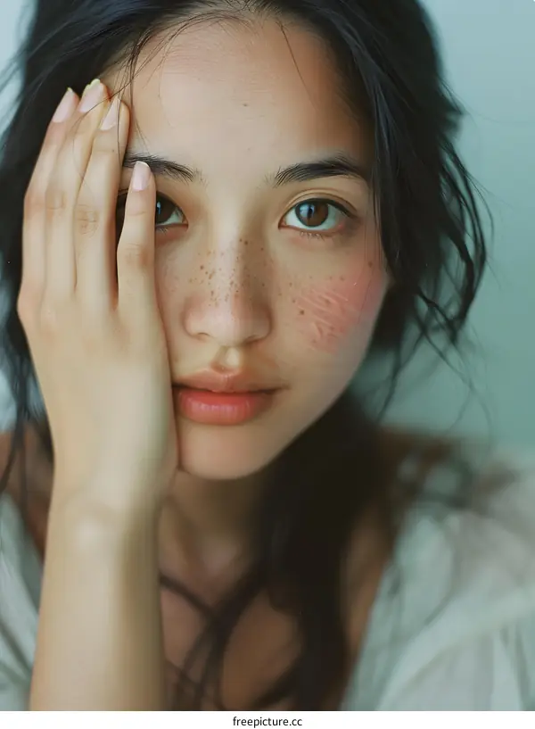 Portrait of a Young Woman with Freckles