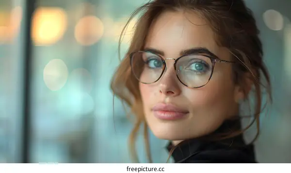portrait of a beautiful young woman wearing glasses