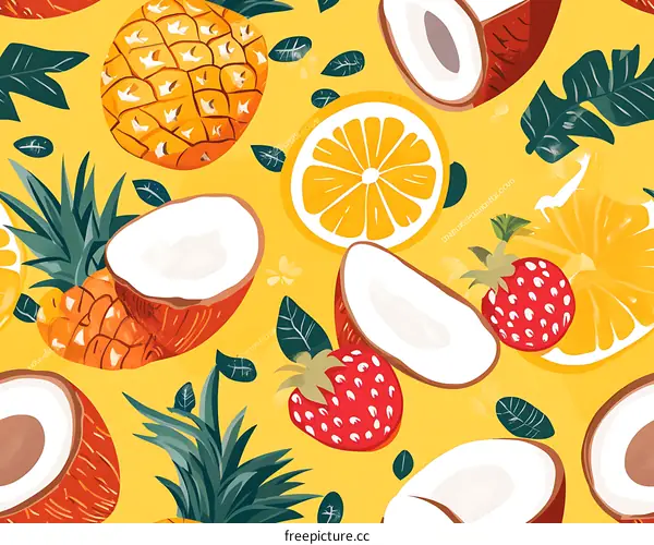Tropical Fruit Seamless Pattern Design