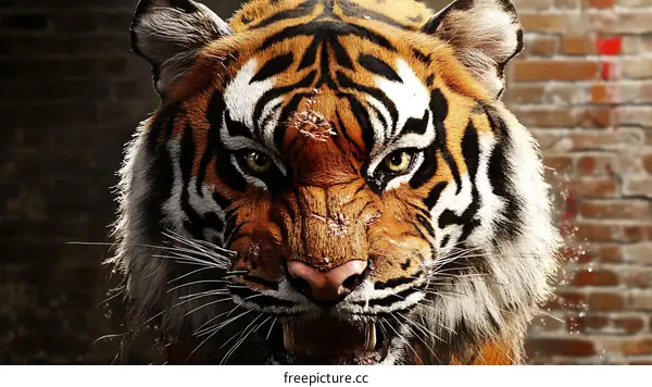 Close-up of a ferocious tiger