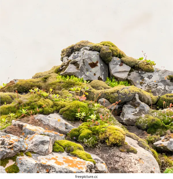 Closeup of Moss Covered Rocks