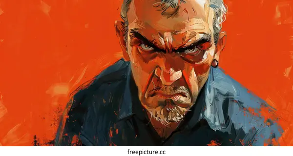 Portrait of an Angry Bearded Middle-aged White Man