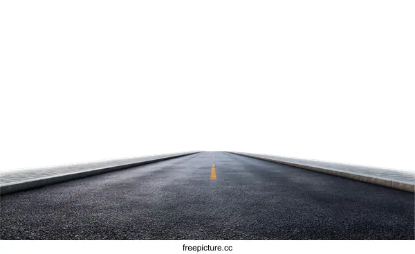 [Transparent Background PNG]Empty Road Perspective View with White Background