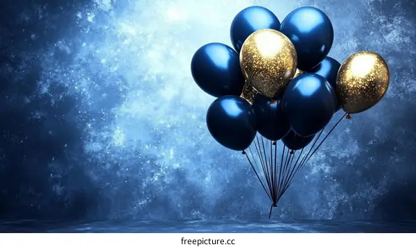 Celebration Balloons in Dark Blue and Gold