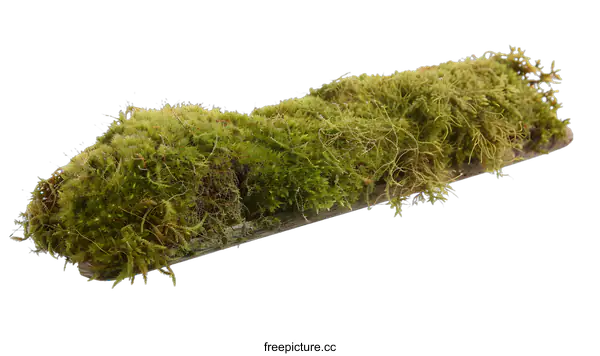 [Transparent Background PNG]Green Moss Growing on Wood Isolated on White Background