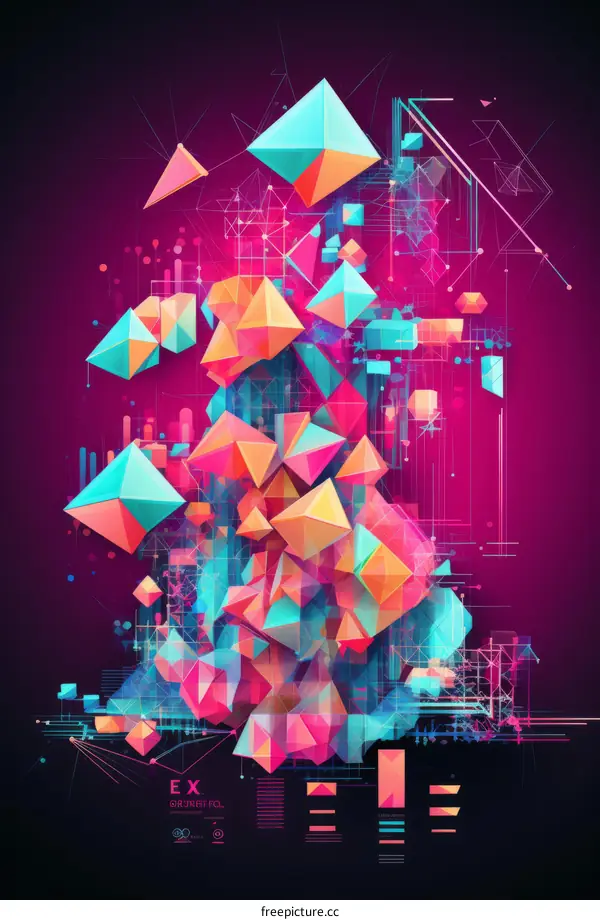 Abstract Geometric Shapes Illustration with Bright Colors
