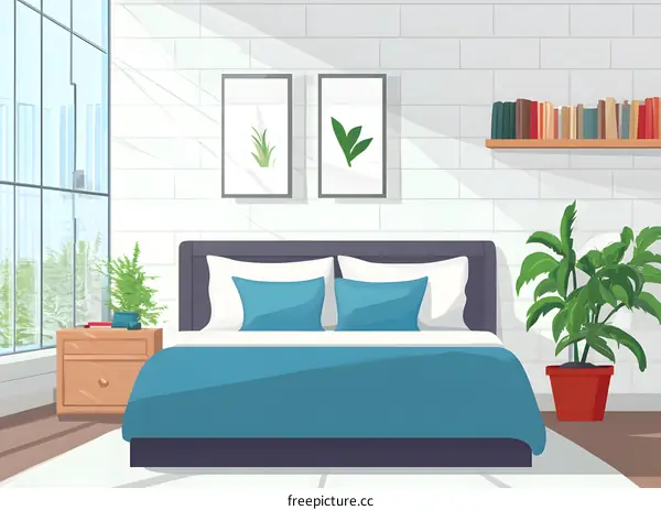 Modern Minimalist Bedroom Interior Design with White Brick Wall