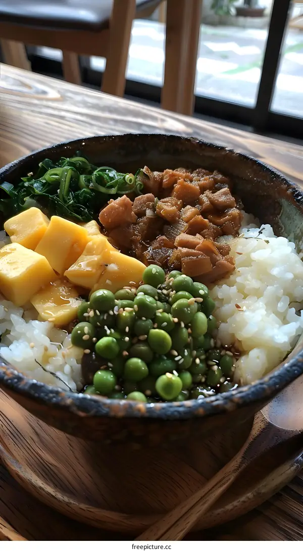 A delicious and healthy meal with rice, vegetables, and meat