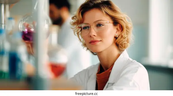 Female Scientist Working in a Lab with Chemistry Equipment