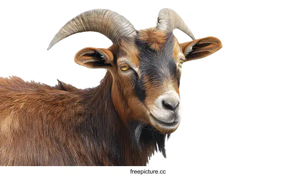 [Transparent Background PNG]Close up portrait of a brown goat