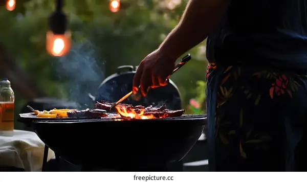 Grilling Meat On A Charcoal Grill