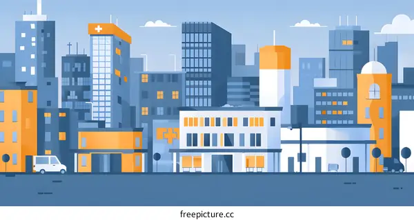 Modern Cityscape Flat Design Illustration