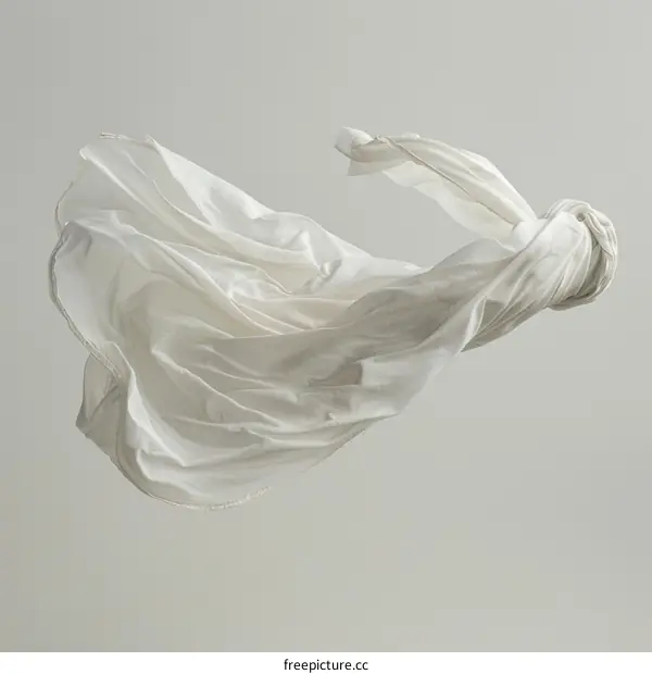 White Fabric Fluttering Elegantly in the Air