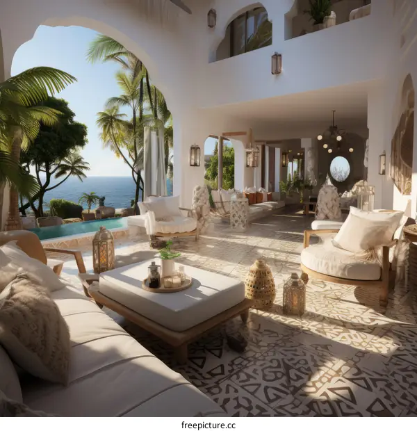 Modern Oceanfront Villa Living Room