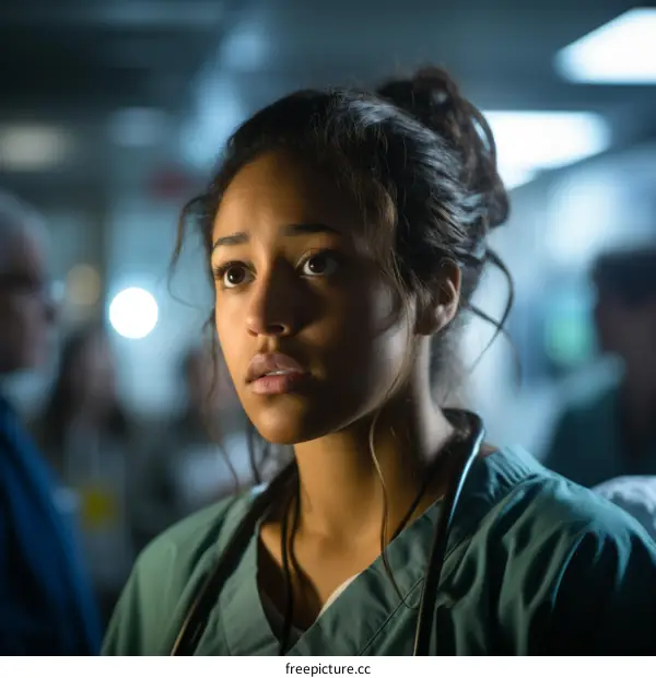 Thoughtful Young Female Doctor Contemplates