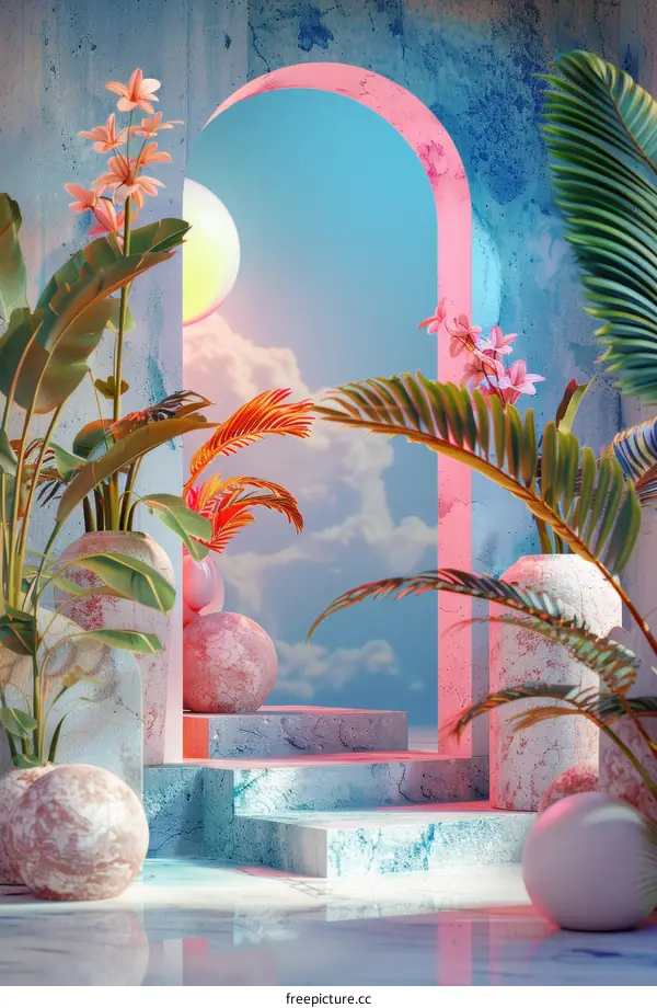 Tropical Paradise Archway Scene