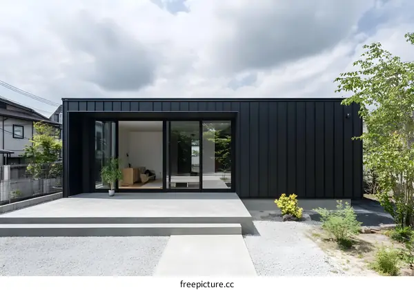 Modern Black Exterior of a Japanese Home