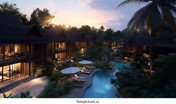 Luxury Tropical Villa with Private Pool and Palm Trees