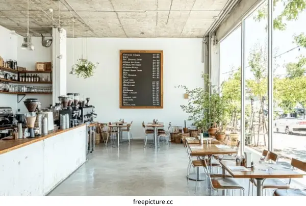 Modern Cafe Interior Design with Natural Light