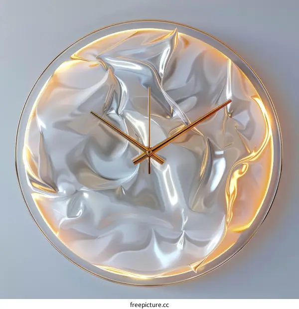 Modern design wall clock with golden elements