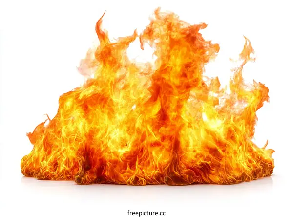 Fiery Flames Isolated on White Background