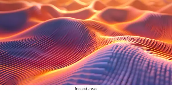 Abstract 3D Wavy Background with Orange and Purple Colors