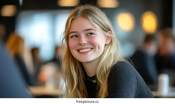 Smiling Young Woman in Casual Setting