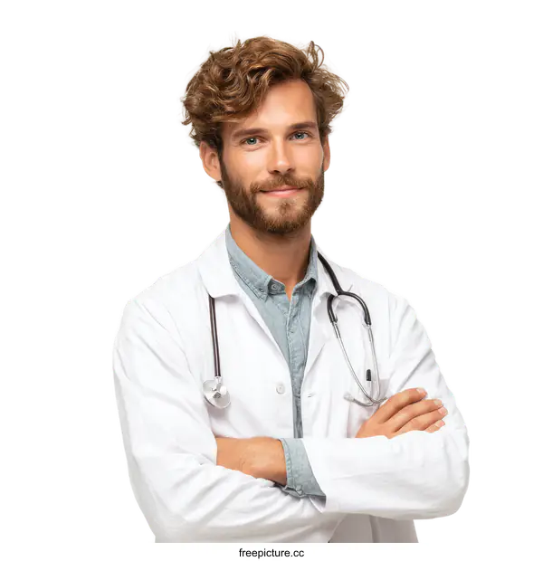 [Transparent Background PNG]Portrait of a Caucasian Male Doctor
