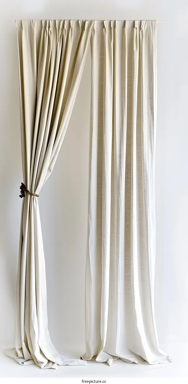 White Linen Curtains in a Simple Minimalist Interior Design