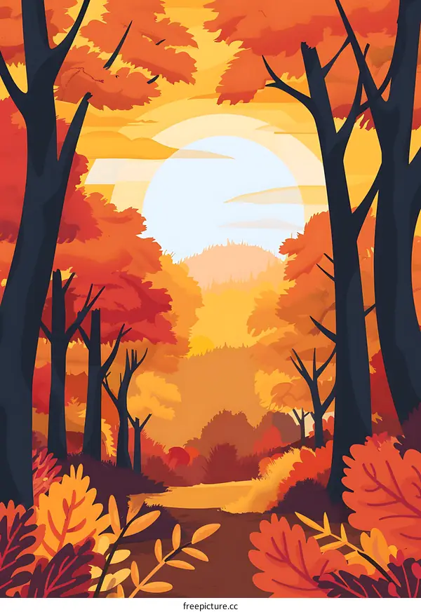 Autumn Forest Landscape Illustration