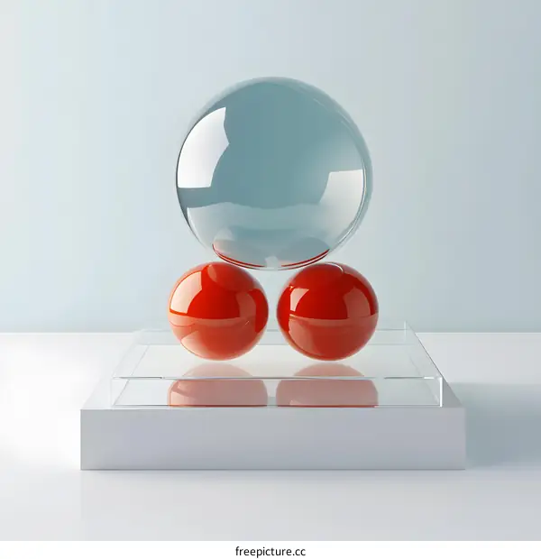 Glass and Red Sphere Abstract Minimalist Still Life