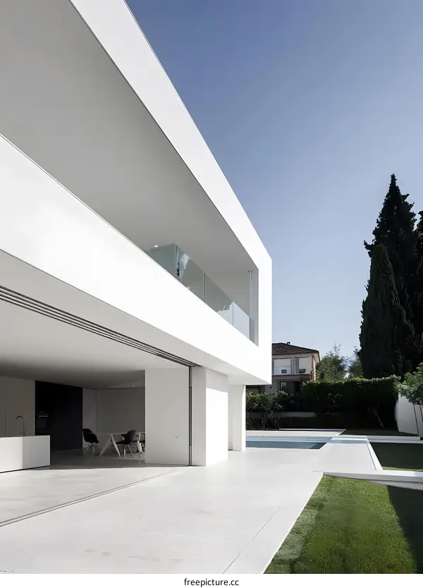 Modern Minimalist House Design with Swimming Pool and Backyard