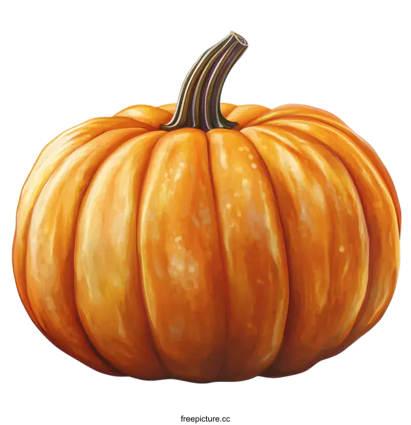 [Transparent Background PNG]Detailed Illustration of a Ripe Pumpkin