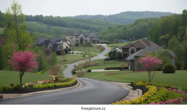 Opulent Hillside Neighborhood with Luxurious Homes