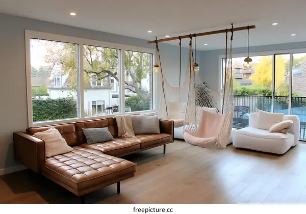 Modern Living Room with Panoramic Views