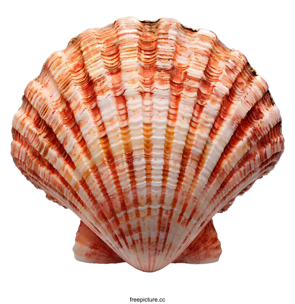 [Transparent Background PNG]A beautiful seashell with orange and white stripes.