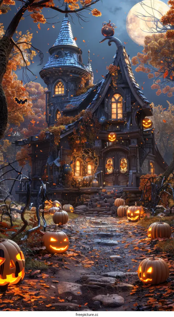 Halloween Pumpkin House in Dark Forest
