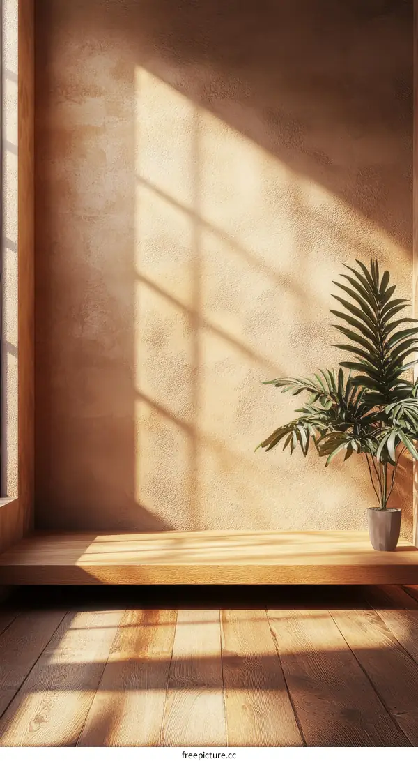 Warm Sunlight on a Wooden Platform