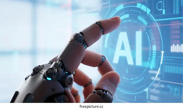 Robotic Hand Interacting with AI Interface in Digital Environment