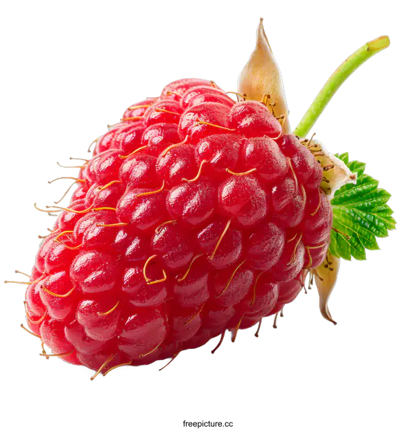 [Transparent Background PNG]Single Fresh Red Raspberry on White