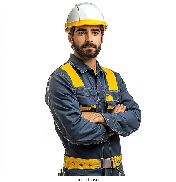 Confident Caucasian Construction Worker in Uniform
