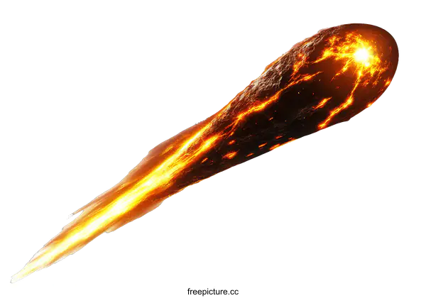 [Transparent Background PNG]Fiery Meteoroid Streaking Through Space