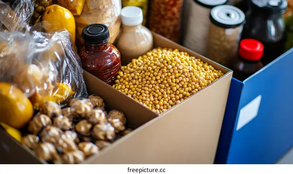 Food Supplies in Cardboard Boxes