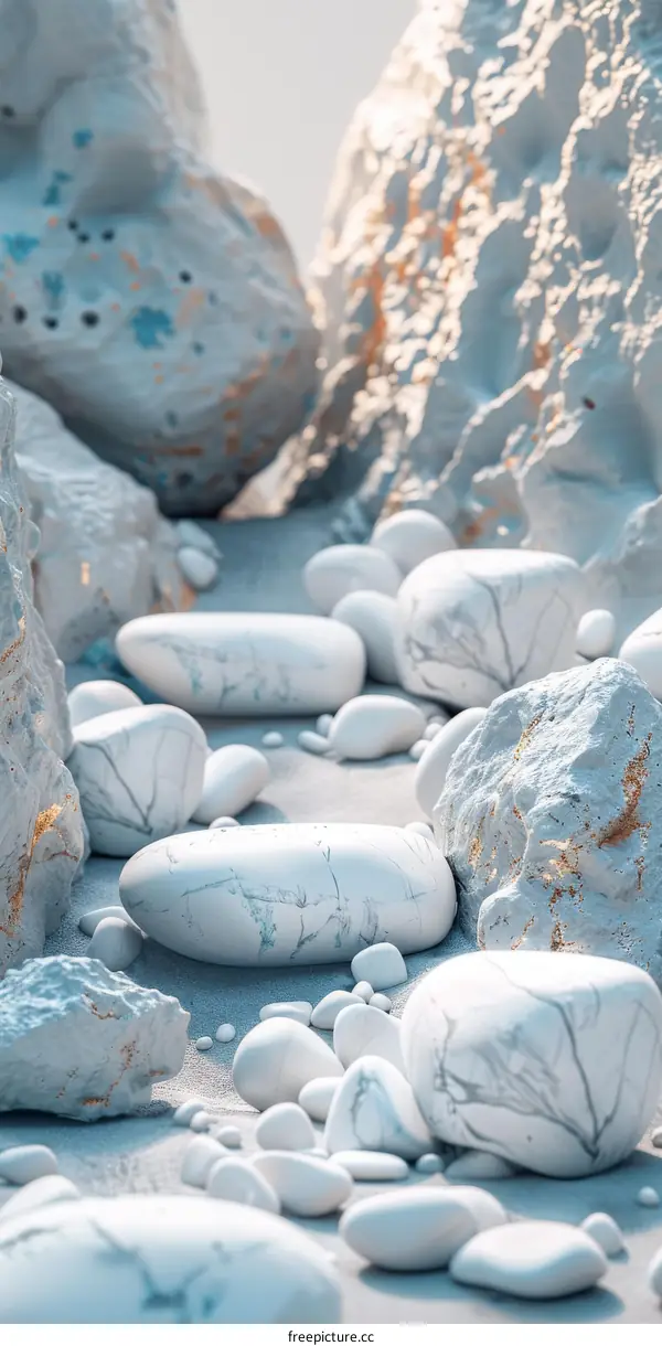 Abstract White Stone Landscape Illustration