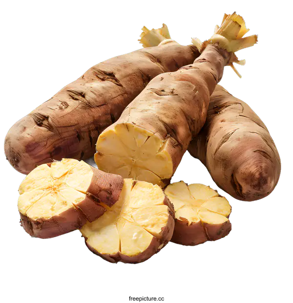 [Transparent Background PNG]Freshly harvested yacon roots on white background