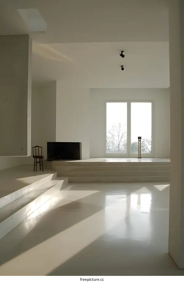 Modern Minimalist Interior Design With Large Windows and Sunlight